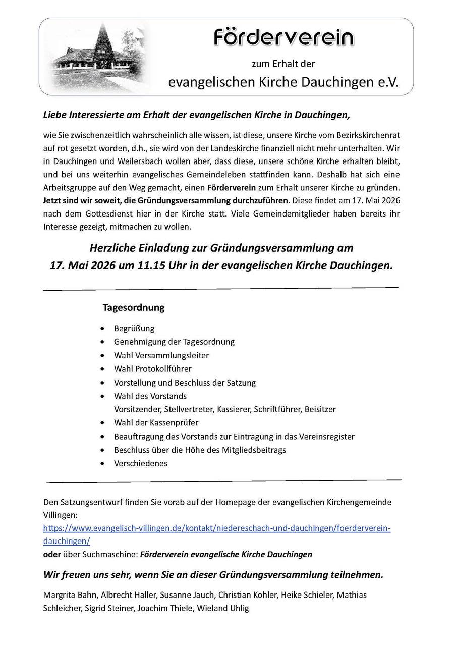 Quelle: Förderverein zum Erhalt der evangelischen Kirche Dauchingen e.V.